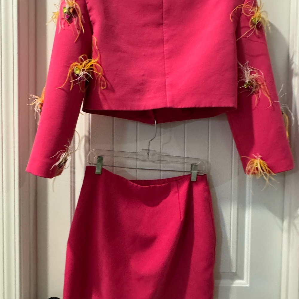 Y2K Nasty Gal Pink Skirt Set with Yellow Embellishments - Picture 6 of 8
